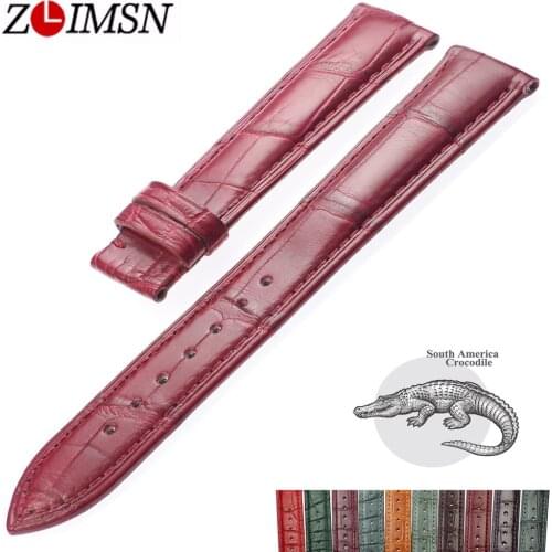 ZLIMSN 10 Colour Luxury Alligator Bracelet Watch Genuine Crocodile Leather Watchband 12mm~24mm Watch Strap For Men & Women