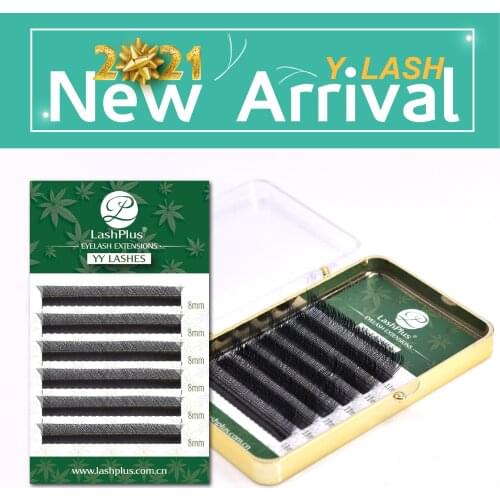 LASHPLUS YY Shape Black 6 lines premade fans Eyelashes Extensions Two Tip Lashes High Quality Eyelashes