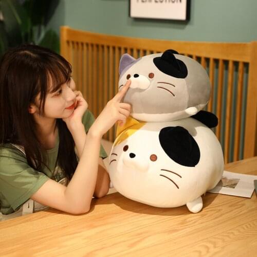 35-60cm Cute Cats Plush Toys Soft Stuffed Animal Cat Doll Cartoon Sleep Pillow Sofa Cushion Room Decor Baby Kid Girl Lovely Gift