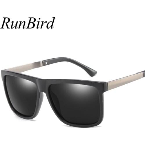 RunBird Brand Polarized Sunglasses Men Square Mirror Sun Glasses Male Driving Glasses Women Gafas Oculos UV400 1269R