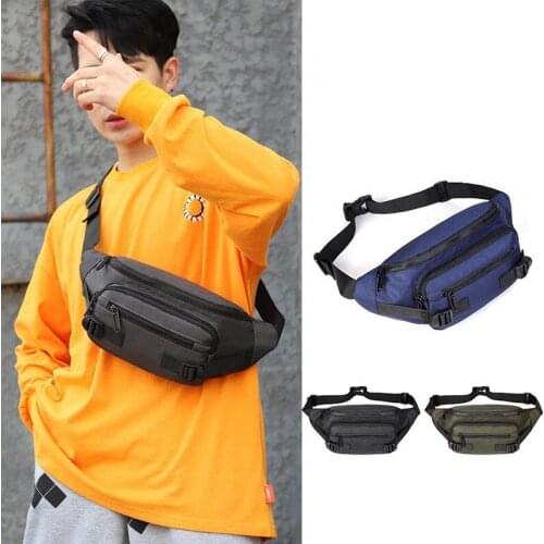 Sports Men Banana Waist Pack Chest Bags MultiFunction Crossbody Bag Nylon Waterproof Phone Pouch Short Travel Bag Man Fanny Pack