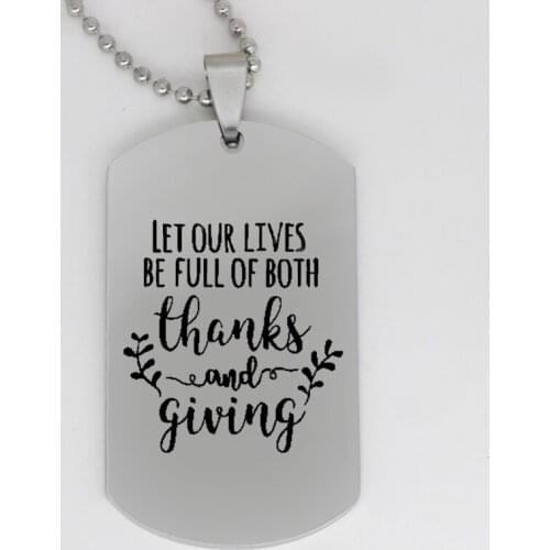 Ufine jewelry inspirational pendant army cardLet our lives be full of both thanks ... stainless steel Customed necklace N4098