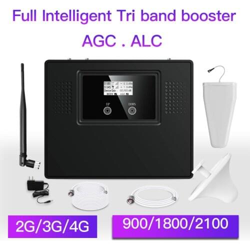 2021 New Upgraded 2G/3G4G cellular signal amplifier Tri band 900/1800/2100MHz mobile sigbal booster GSM DCS signal repeater kit