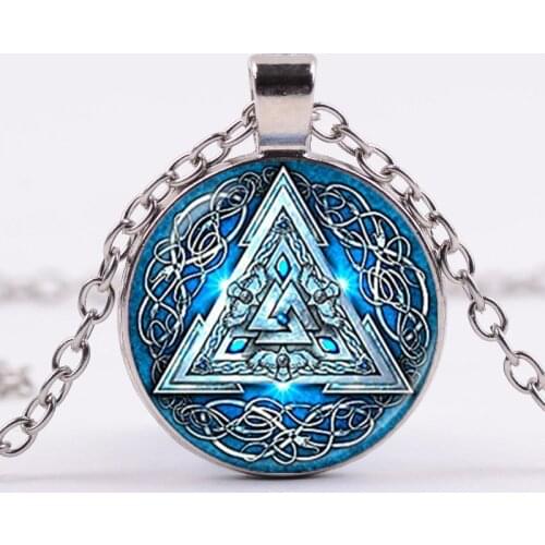 Valknut Norse Wholesale Necklaces For Women Jewelry Geometry Photo Glass Cabochon Pendant Necklace Men