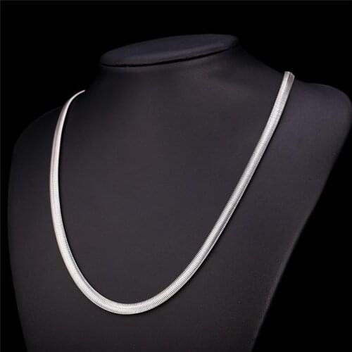 High Jewelry 925 Sterling Silver Necklace 6MM Snake Bone Silver Chain for Men & Women