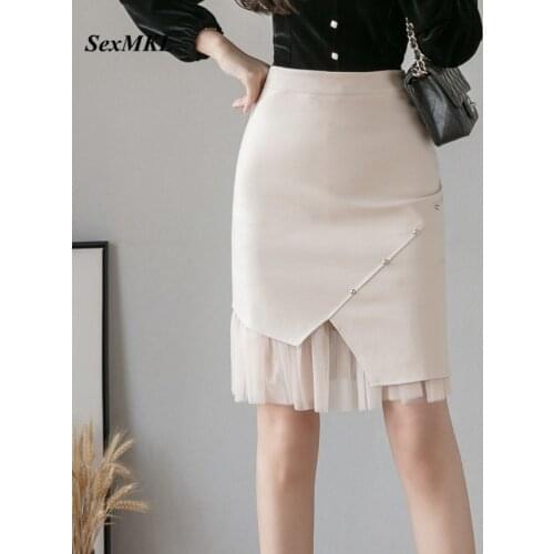 Plus Size Elastic Black Skirts Women 2020 Summer Fashion High Waist Bodycon Sexy Skirt Elegant Korean Red Office Pencil Skirt