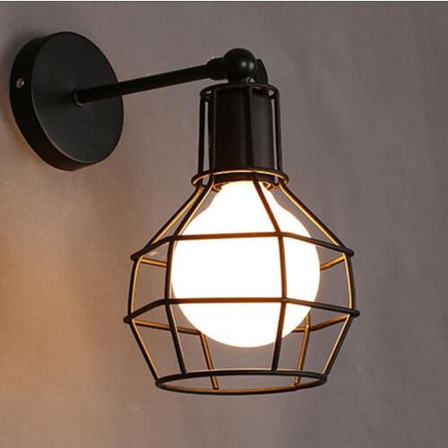 Loft Retro Iron cage wall lamps bra bedroom bedside aisle stair corridor balcony cafe pub restaurant wall light