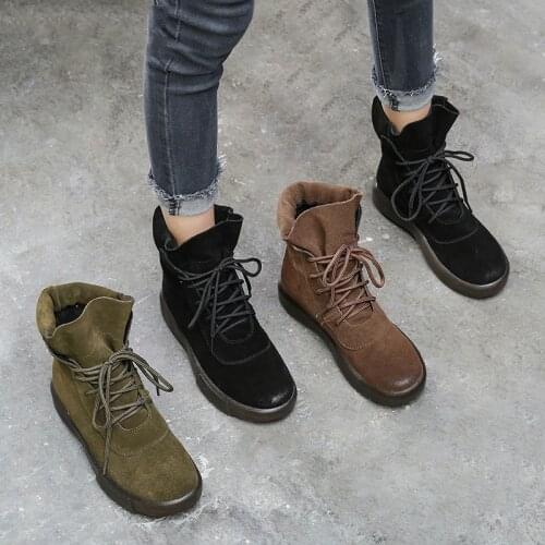 PEIPAH Cow Suede Women Autumn Winter Platform Boots Ladies Lace Up Genuine Leather Shoes Woman Wedges Shoes Female Snow Boots