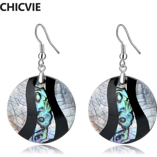 CHICVIE Retro Style Abalone Shell Splice Round Earrings For Women Luxury Simple Handmade Exaggeration Jewelry Earring SER170046