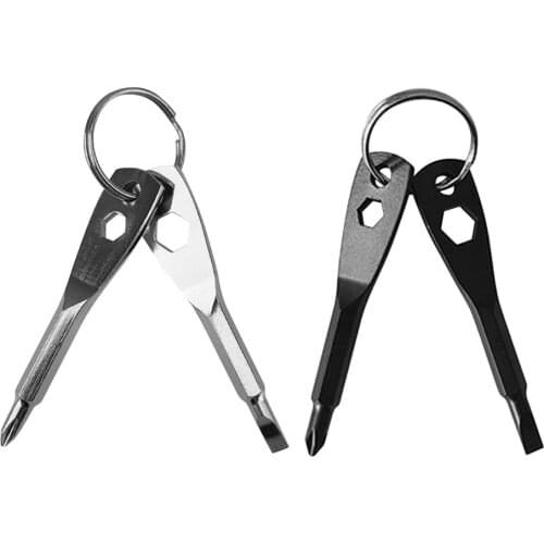 1 Set Stainless Steel Mini EDC Multifunction Screwdriver Key Shape Slotted Screwdrivers Keychain Pocket Repair Tool