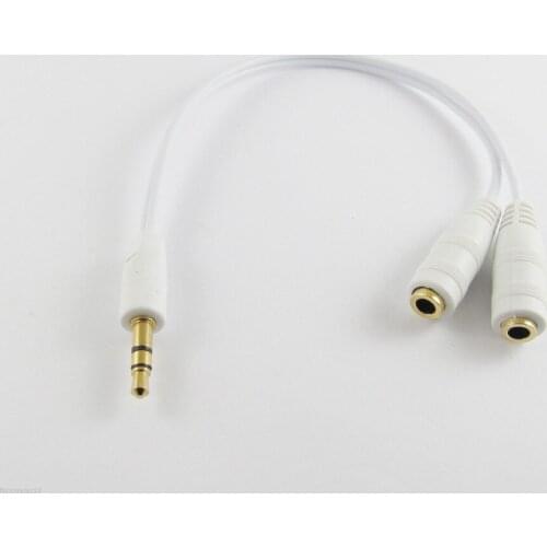 10pcs White 3.5mm 1/8" AUX Stereo Audio Headphone Y Splitter Adapter Cable for Mp3 MP4 20cm