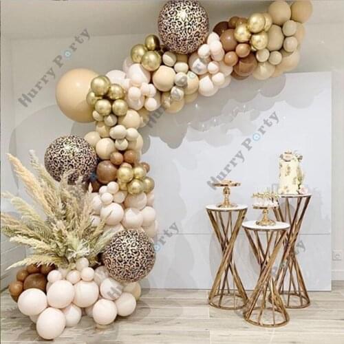 134Pcs Cream Peach Color Balloon Chain Set Birthday Party Wedding Baby Shower Boy Decoration Supplies Animal Foil Ballon Decor