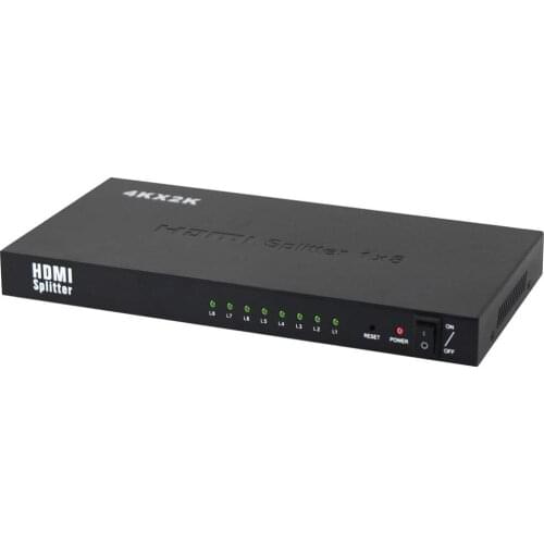 1x8 Video Splitter 1 in 8 Output Powered 1080P V1.4 Certified HDMI Splitter 4K for Full Ultra HD 4Kx2K 3D Resolution