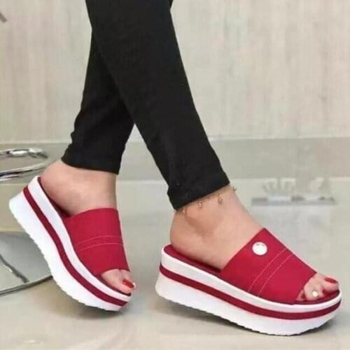 2021 New Womens Slippers Wedges Platform Sandals Summer Casual Open Toe Flip Flops Women Light Comfortable Slippers Woman Shoes