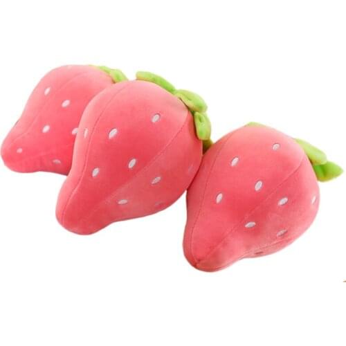 22CM Simulation Soft Plush Food Fruits Toy Pink Strawberry Cushion Stuffed Strawberries Plants Plushie Decor Kids Gift