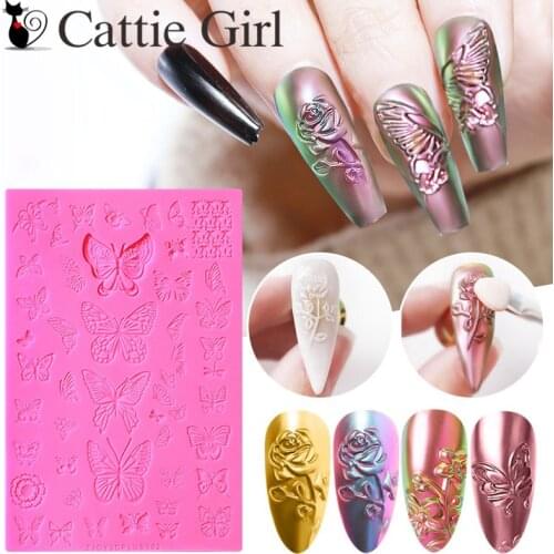 1pc Flower 3D Relief Mold 3D Acrylic Mold Nail Art Decorations DIY Design Silicone Nail Art Printing Template