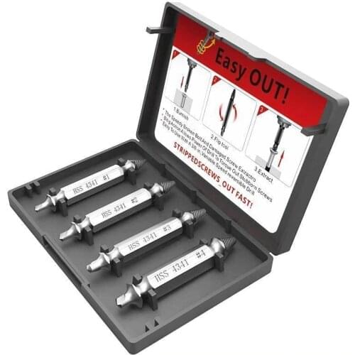 4 in 1 Spiral Extractor Kit Hex Shank Screw Remover 1/4\'\'Hex Shank Screw Remover(1 Set)