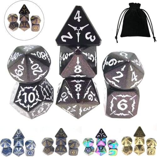 7 PCS Metal Polyhedral Dice Set DND Role Playing Game Dice Set with Storage Bag for RPG DND MTG Table Games Math Teaching