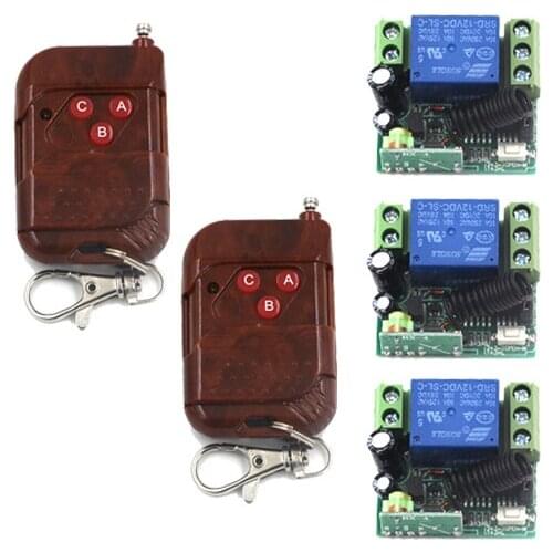DC 12V 1CH RF Wireless Remote Control Switch System,2X 3-ButtonTransmitter + 3 X Receiver Toggle/Momentary 315/433mhz SKU: 5382