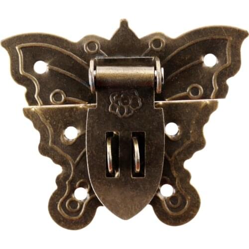 1Pc Antique Iron Butterfly Jewelry Wooden Box Padlock Clasp Drawer Suitcases Hasp Latch Buckle Clasp Furniture Hardware 60*51mm