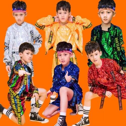 2021 ChildrenS Day Sequins Hip Hop Dance Clothes Jazz Costumes Catwalk Drums Dance Costumes Street Dance Rave Clothes DQS7000