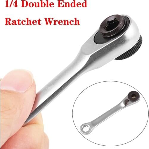Mini 1/4 Inch Double Ended Quick Socket Ratchet Wrench Rod Screwdriver Bit Tool Contain 1 X Ratchet Handle Wrench Tool Parts