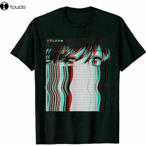 Vaporwave Aesthetic Sad Anime Girl Retro Eboy T-Shirt Tee Cotton Trend 2021