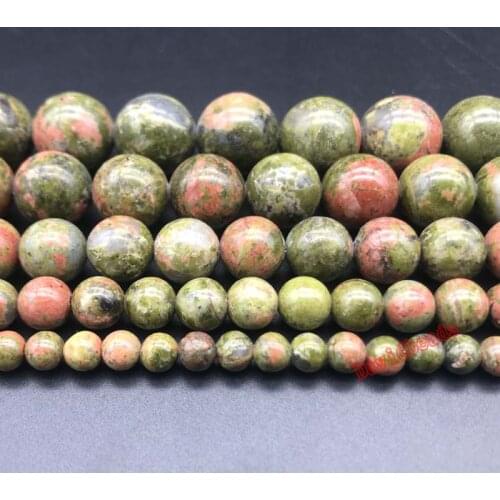 Fctory Price Natural Stone Unakite Round Beads 16" Strand 4 6 8 10 12MM Pick Size For Jewelry Making diy
