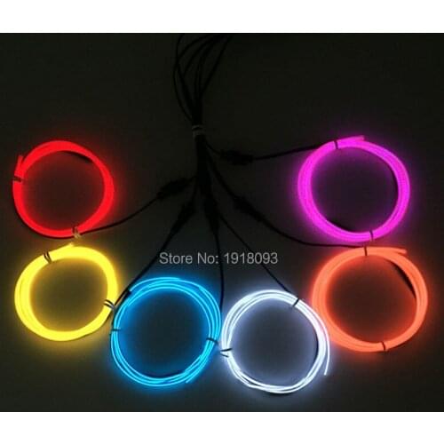 Hot Sales 2.3mm 1M 6pieces EL Wire Set Neon LED Light Up Festival Holiday lightinToys With Steadyon/Flashing Driver
