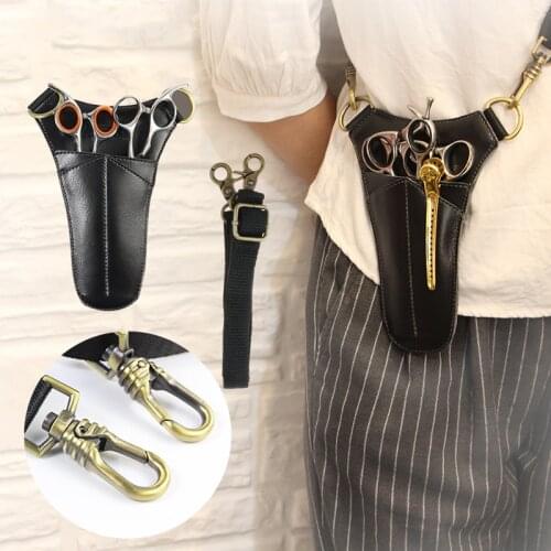 Leather Hair Scissors Bag Comb Brushes Bag Pack Salon Stylist Hairdresser Shears Holster Case with Strap Kappers Tas Koffer