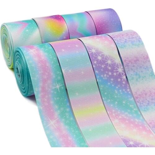 10 Yards 1.5" 38MM Rainbow Gradient Colors Printed Ribbon For Hair Bows DIY Crafts Handmade Accessories Y2020121704