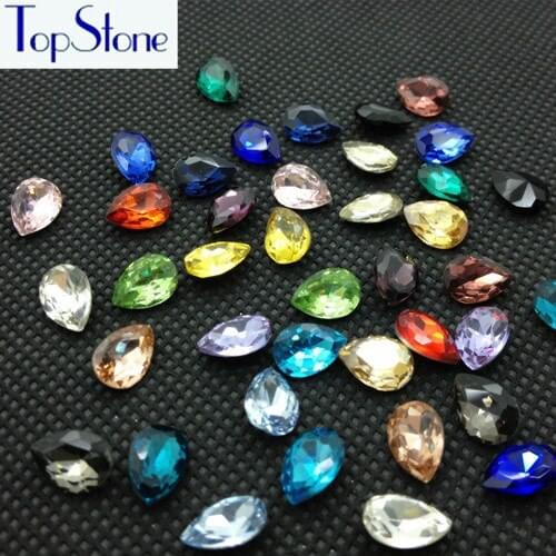 TopStone 4x6mm 6x8mm 7x10mm Tiny Teardrop Fancy Stone Glass Crystal Mini Droplet Rhinestone Jewelry Beads No Holes