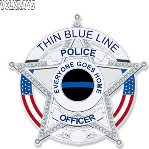 Volkrays Police Swat Decal Thin Blue Line Vinyl Stickers Sunscreen Waterproof Decal Motorcycles Car Accessories PVC,13cm*13cm