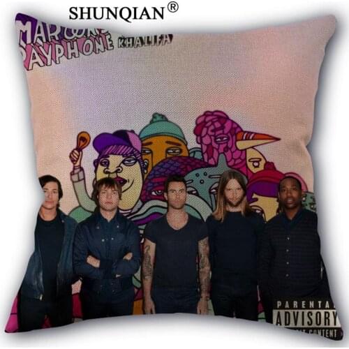 Maroon 5 Pillowcase Cotton Linen Square Zippered Pillow Cover Unique Design Customize Your Picture 45x45cm one side