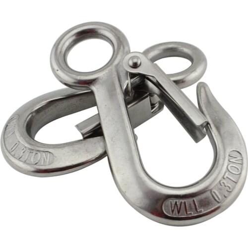 Stainless Large Eye Lifting Crane Snap Hooks Marine Heavy Duty Safety Working Load Limit of 300Kg Spring Cargo Hook 5pcs 92mm