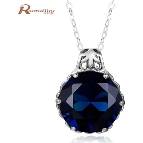 Newest Gorgeous Fashion PendantS Wedding Jewelry Created Sapphire Statement Women Necklaces Pendants Soild 925 Sterling Silver
