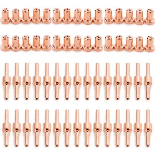 Brand New 60pcs Red Copper Extended Long Plasma Cutter Tip Electrodes&Nozzles Kit Mayitr Consumable For PT31 LG40 40A Cutting We