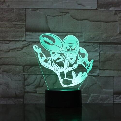 New Rugby 3D Lights 7 Color Touch Remote Christmas decorations gift for baby room lights luminaria 3D Light Fixtures