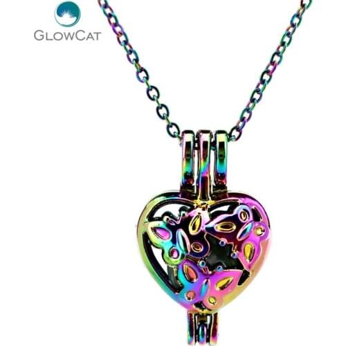 C617 COLORS Butterfly Heart Necklace Pendant Aroma Essential Oil Diffuser Locket Necklace