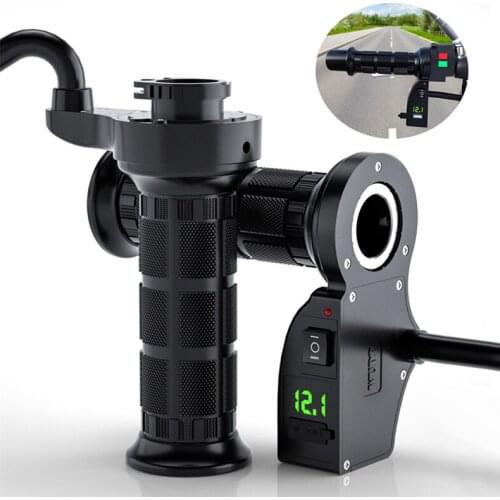 A Pair Of Electric Motorcycle Electric Handle With Green Indicator Light Digital Display Adjustable Temperature Handle Cover