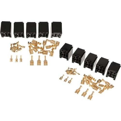 10Pcs 80A Relay Connector 5-Pin Mounting Socket + Terminals Base Holder SPST