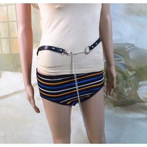 NEW Handmade Unisex Men Women Harness Wide Waist Belt PU Circle Punk Gothic Chain Link Metal Strap