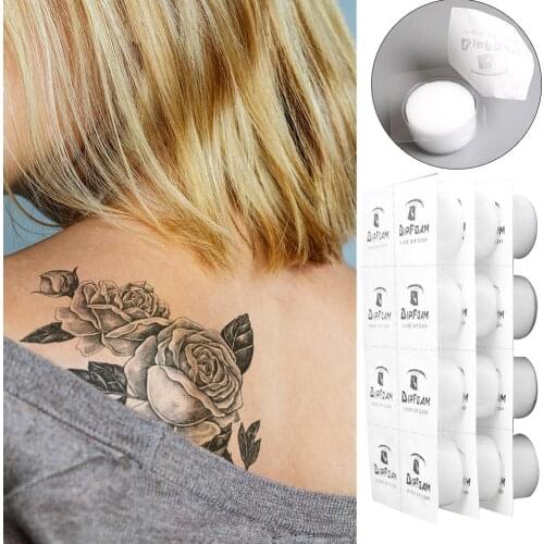 24pcs Disposable Tattoo Cap Dip Foam Cleaning Cup for Tattoo Needles CartridgesTransparent Plastic-absorbing Box Packaging