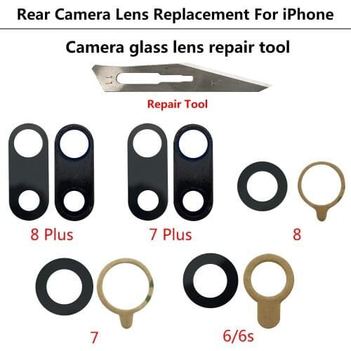 100 Pcs Back Rear Camera Glass Lens With Glue For Iphone 6 7 8 Plus X XR XS 11 Pro Max 12 Pro Max Mini Camera Glass Lens