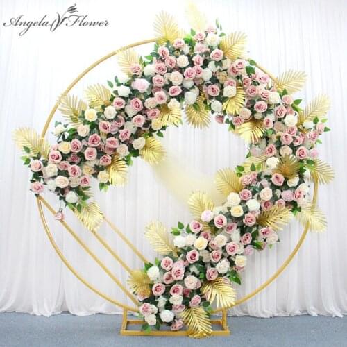 Wedding Flower Arrangement Rose Greenery Gold Leaf Artificial Flower Row Party Arch Backdrop Wall Mariage Store Hotel Home Decor