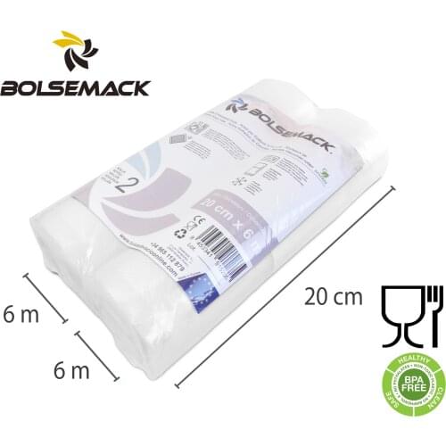 Boilable Embossed Roll Vacuum Storage 20 cm x 6 meters (2 pieces) It works with most of the external vacuum sealers machines