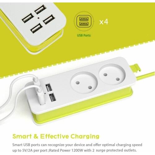 EU Travel Power Strip 1/2/3 AC Outlets 4 USB with 1.5M Cord Extension Socket Wall Multiple Socket Portable Overload Protection