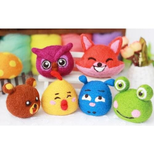 Felt Diy Craft Different Cute Animal Fox Bear Non-woven Fabrics Felting Kit for Children Gift Living Room Decoration