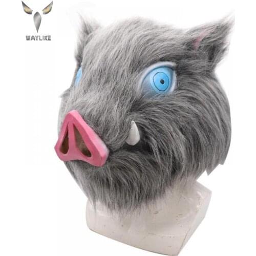 WAYLIKE Halloween Mask Props Plush Pig Headgear Adult Party Costume Mask Horror Carnival Cosplay Party Props