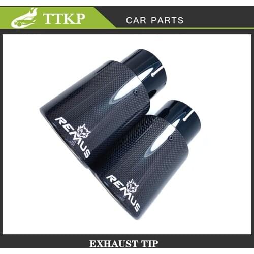 Bright Black Pipe Carbon Fiber REMUS FOR Stainless steel Universal exhaust pipe Muffler Pipe For x4 automobiles micro tips